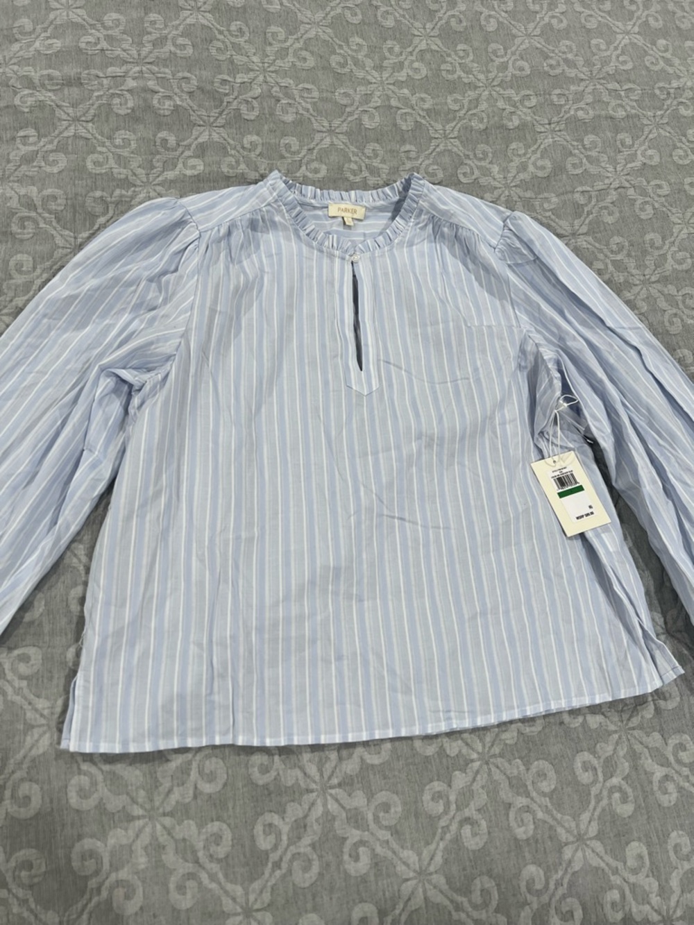 Parker Light Blue & White Striped Long-Sleeve Shirt